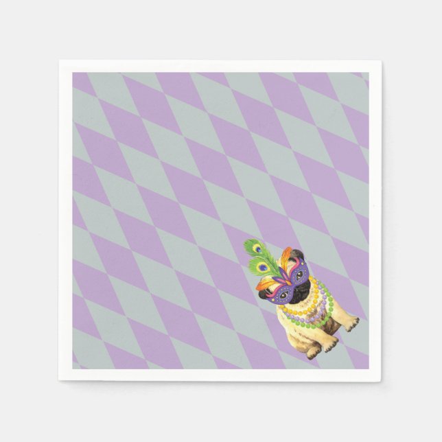 Mardi Gras Pug Pappersservett (Framsidan)