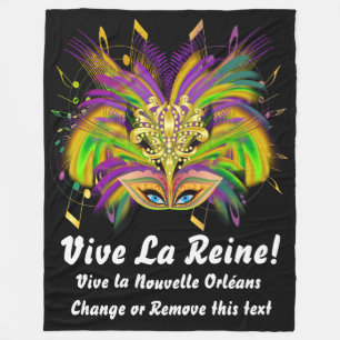 Mardi Gras Queen 3 Blanket 30" x 40" 50" x 60" x 8 Fleecefilt
