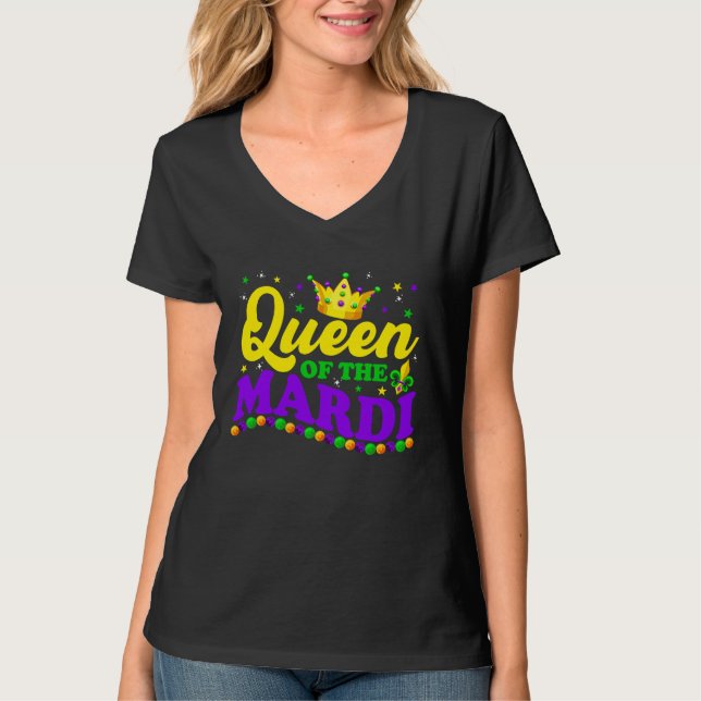 Mardi Gras Queen Crow  Mardi Gras Beads Carnival O T Shirt (Framsida)