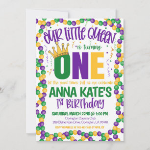 Mardi Gras Queen First Birthday bjudande Inbjudningar
