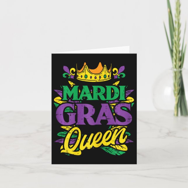 Mardi Gras Queen Krona Funny Mardi Gras Carnival W Kort (Framsida)