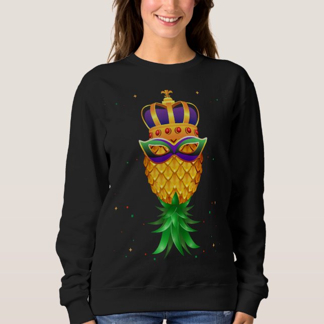 Mardi Gras Queen Mask Swinger Upside Down Pineappl T Shirt (Framsida)