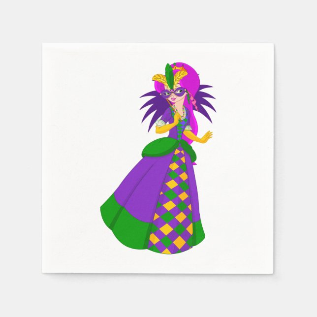 Mardi Gras Queen Papper Napkins Pappersservett (Framsidan)