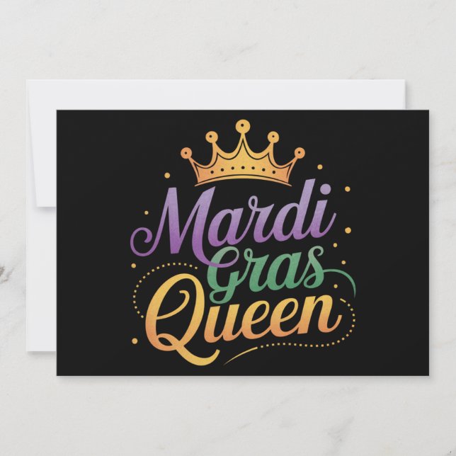 Mardi Gras Queen Parad Costume Party Inbjudningar (Framsida)