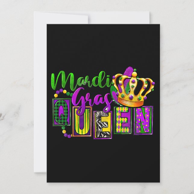 Mardi Gras Queen Parad Costume Party Women Mardi Inbjudningar (Framsida)