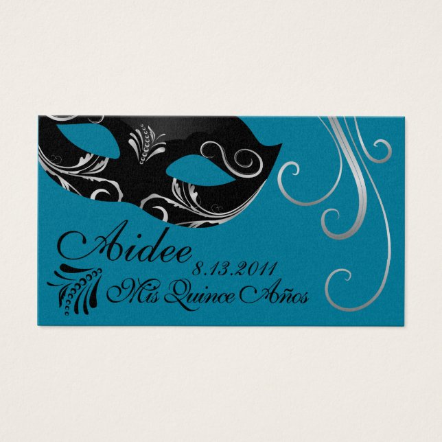 Mardi Gras QuinceTicketFr Visitkort (Framsidan)