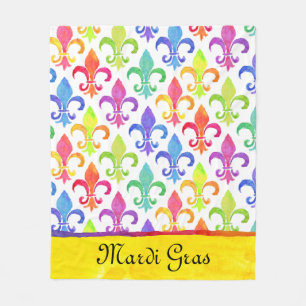 Mardi Gras Rainbow Fleur de lis Mönster Fleecefilt