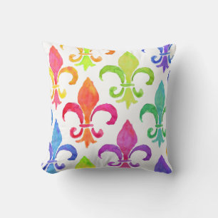 Mardi Gras Rainbow Fleur de lis Mönster Kudde