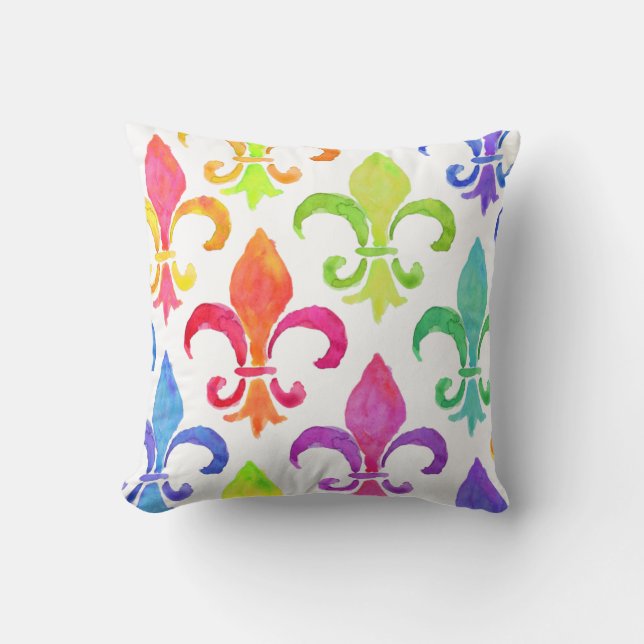 Mardi Gras Rainbow Fleur de lis Mönster Kudde (Framsida)