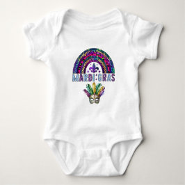 Mardi Gras Rainbow och Mask Baby Bodykostym T Shirt