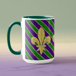 Mardi Gras Rand & Fleur de Lys Mugg