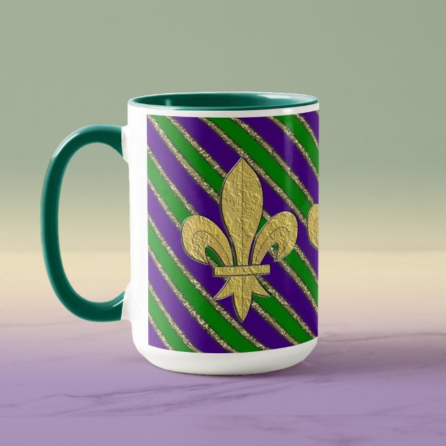 Mardi Gras Rand & Fleur de Lys Mugg (Skapare uppladdad)