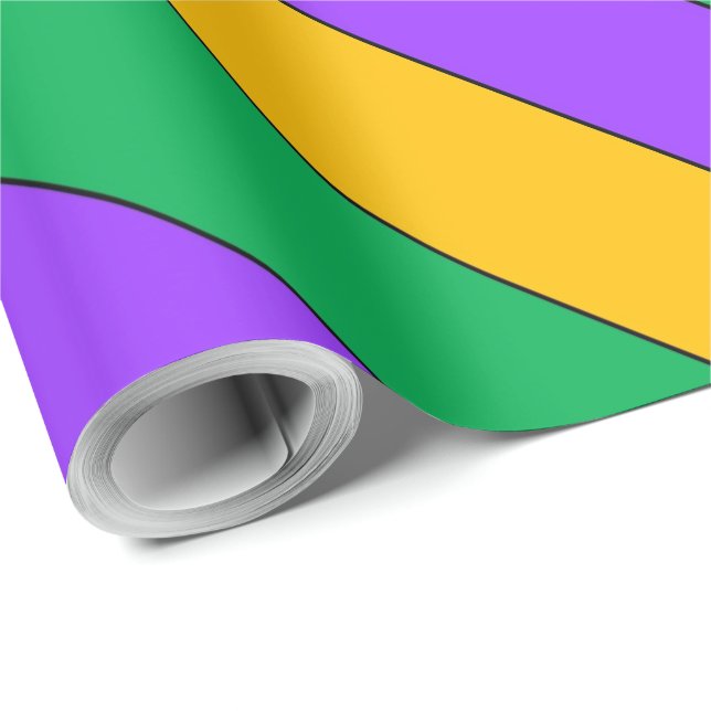 Mardi Gras Rand Mönster Lila Grönt Gult Presentpapper (Rulle Hörn)