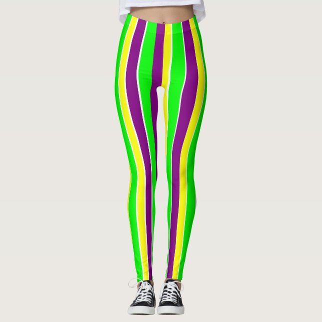Mardi Gras-ränder Leggings (Framsida)