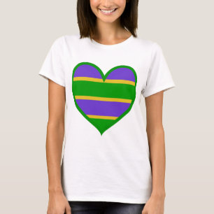 Mardi Gras randig hjärta T Shirt