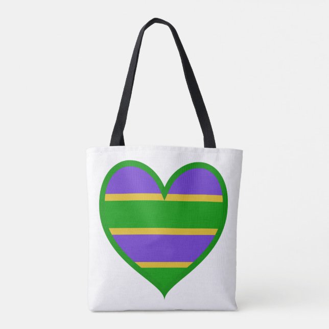 Mardi Gras-randigt hjärta Tygkasse (Baksida)