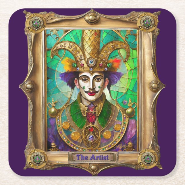 Mardi Gras Realm Porträtt - Artist Dali Underlägg Papper Kvadrat (Framsidan)