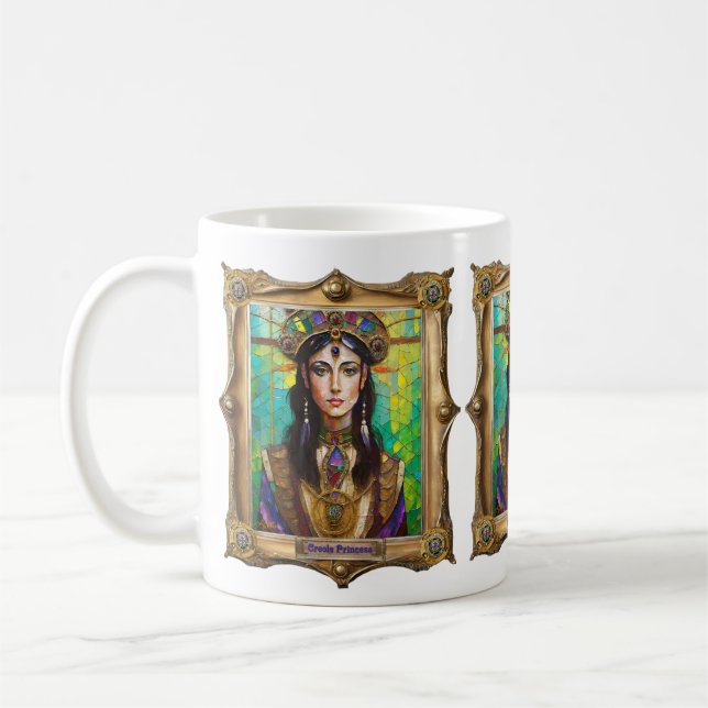 Mardi Gras Realm Porträtt - Creole Princess Kaffemugg (Vänster)