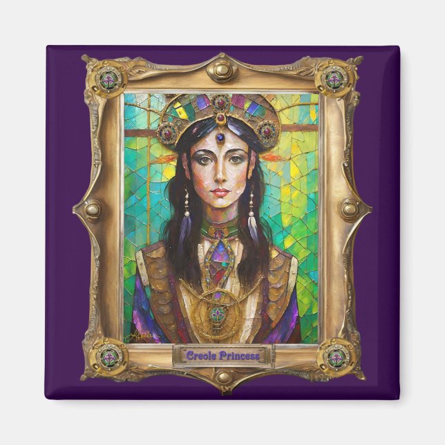 Mardi Gras Realm Porträtt - Creole Princess Magnet (Framsidan)