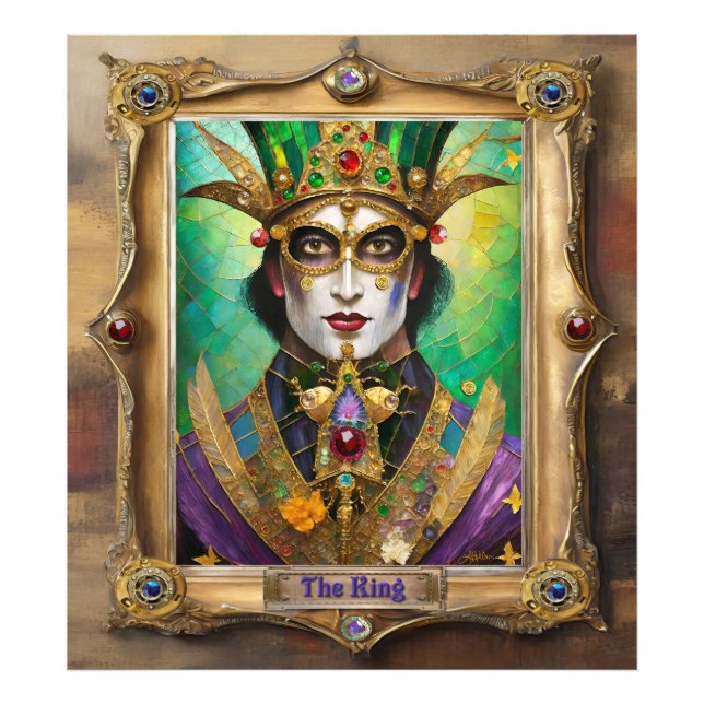 Mardi Gras Realm Porträtt - Kung Fototryck (Framsidan)
