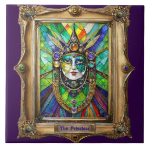 Mardi Gras Realm Porträtt - Priestess Kakelplatta