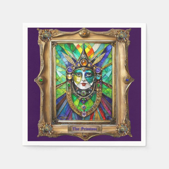 Mardi Gras Realm Porträtt - Priestess Pappersservett (Framsidan)