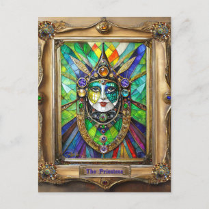 Mardi Gras Realm Porträtt - Priestess Vykort