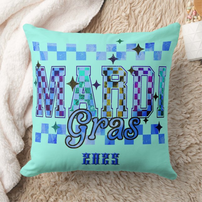 Mardi Gras Red Black Kudde (Filt)