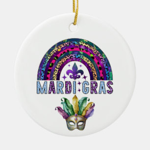 Mardi Gras-regnbåge och mask keramisk juldekoratio Julgransprydnad Keramik