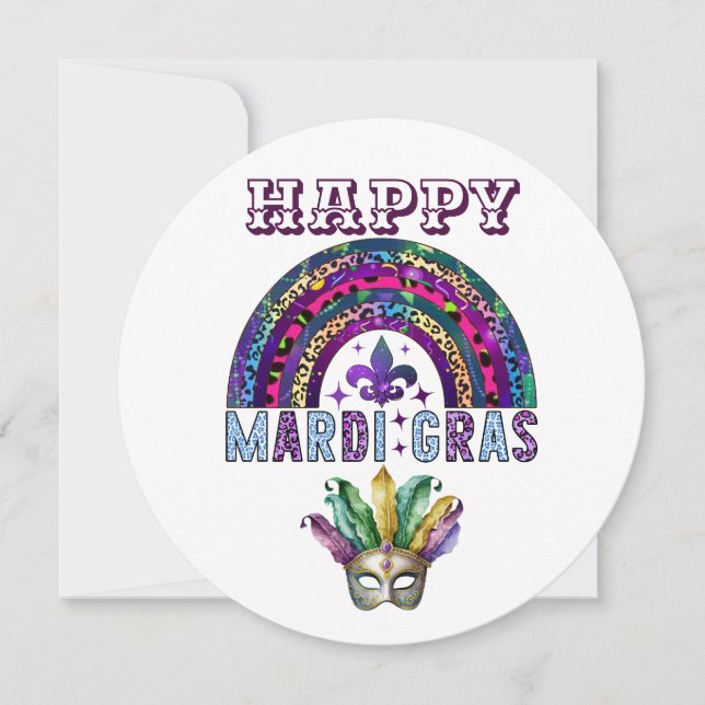Mardi Gras-regnbåge och mask-kort Kort (Framsida)