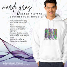 Mardi Gras Retro Glitter Brushstroke Hoodie