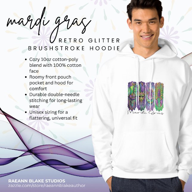 Mardi Gras Retro Glitter Brushstroke Hoodie (Skapare uppladdad)