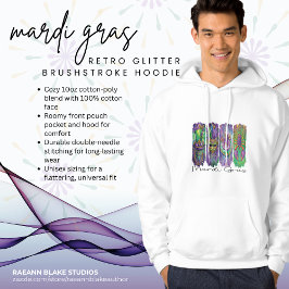 Mardi Gras Retro Glitter Penseldrag Hoodie