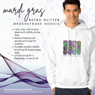 Mardi Gras Retro Glitter Penseldrag Hoodie