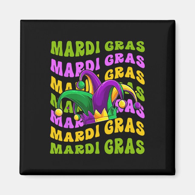 Mardi Gras Retro Groovy Jester Hat New Orleans Car Magnet (Framsidan)