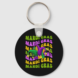 Mardi Gras Retro Groovy Jester Hat New Orleans Car Nyckelring