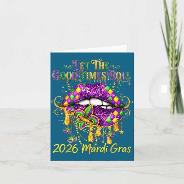 Mardi Gras Retro Let Bra Illustration Kort (Framsida)