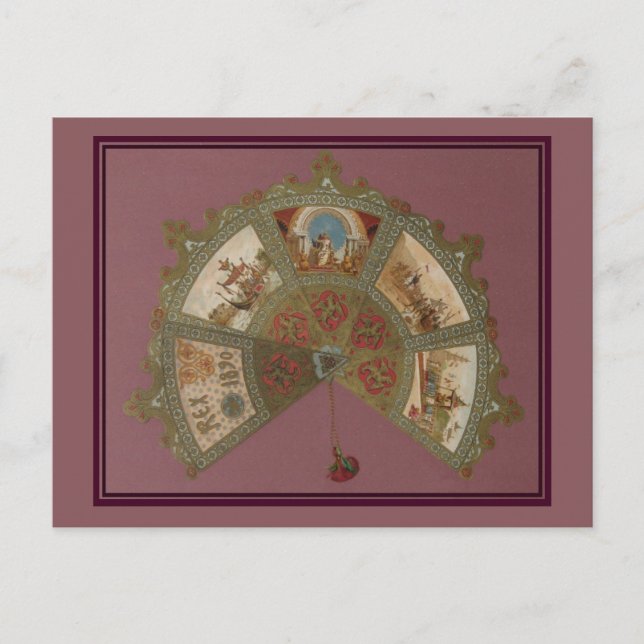 Mardi Gras Rex Boll 1890 Inbjudan Vykort (Framsida)