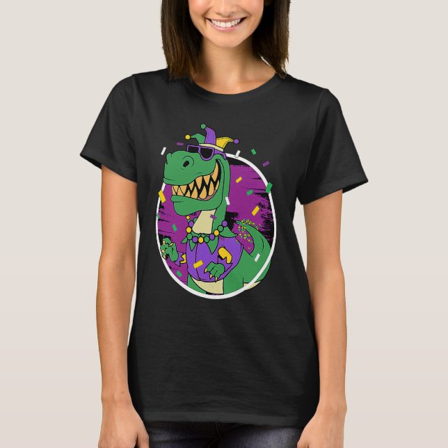 Mardi Gras Rex Dinosaur Dino Mardi Gras Bead Costu T Shirt (Framsida)