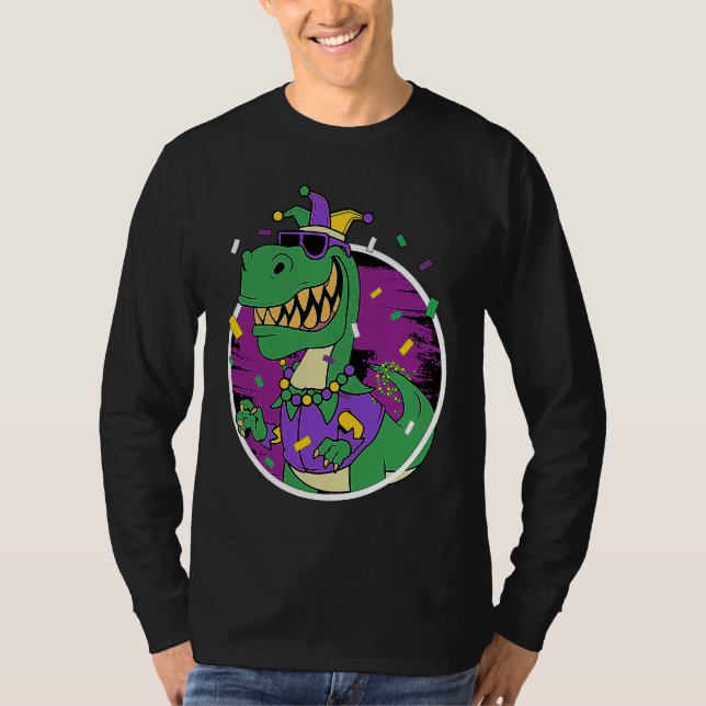 Mardi Gras Rex Dinosaur Dino Mardi Gras Bead Costu T Shirt (Framsida)
