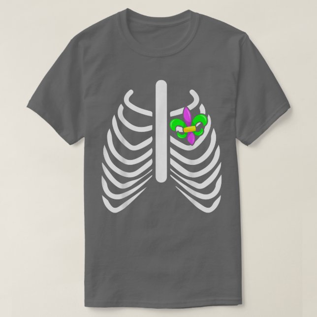 Mardi Gras Rib Heart Skeleton Rib Carnival Masquer T Shirt (Design framsida)