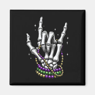 Mardi Gras Rocker Skeleton Händer Sten på New Orle Magnet