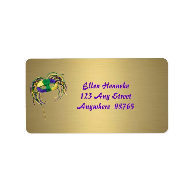 Mardi Gras Roligt Adressetikett (Framsidan)