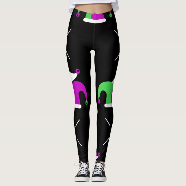 Mardi Gras-roligt hatt-tights Leggings (Framsida)