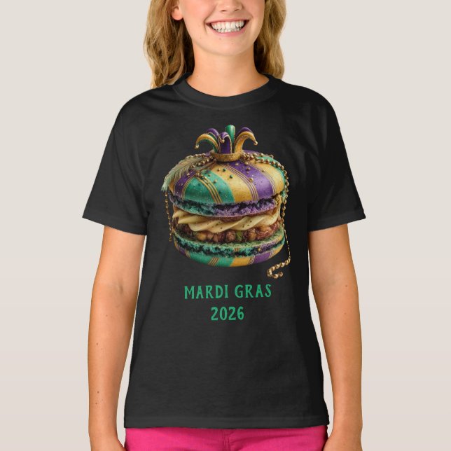 Mardi Gras Royal Macaron Födelsedag T Shirt (Framsida)
