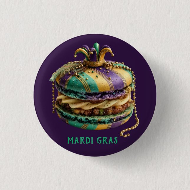 Mardi Gras Royal Macaron Knapp (Framsida)