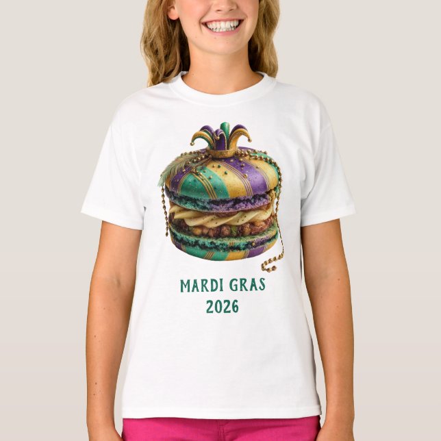 Mardi Gras Royal Macaron T Shirt (Framsida)