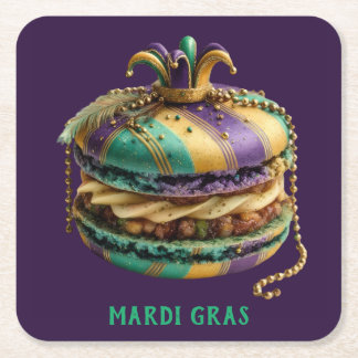 Mardi Gras Royal Macaron Underlägg Papper Kvadrat