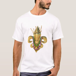 Mardi Gras Royalty Fleur de Lis Symbol med Pärlor T Shirt