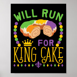 Mardi Gras Running Will Springa för Kung Cake Funn Poster